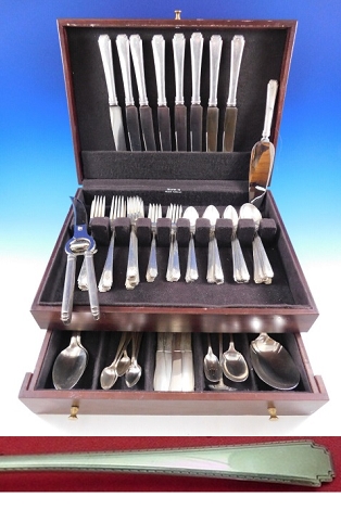 Rhythm by Wallace Sterling Silver Flatware Service Dinner Set 79 pcs B Monogram